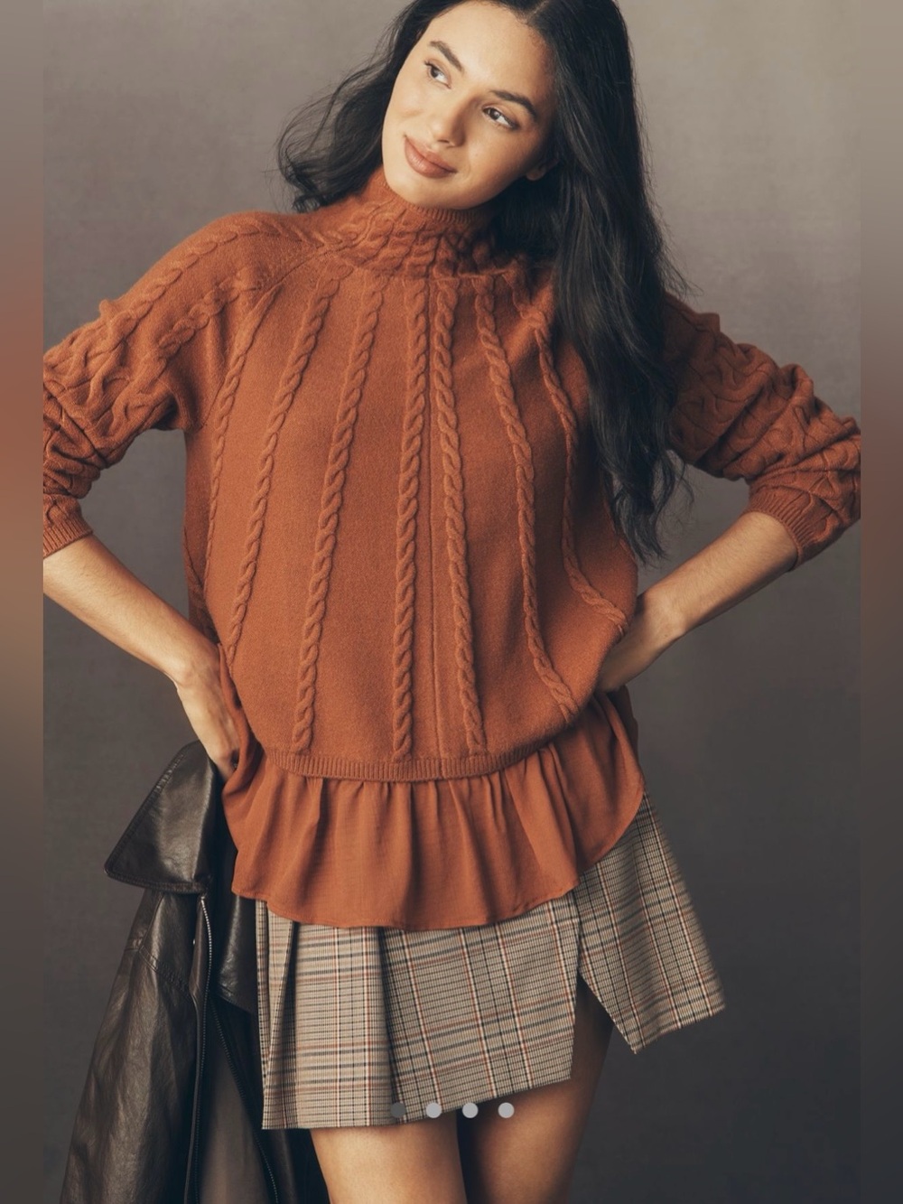 By Anthropologie mock neck sheer mixed media sweater